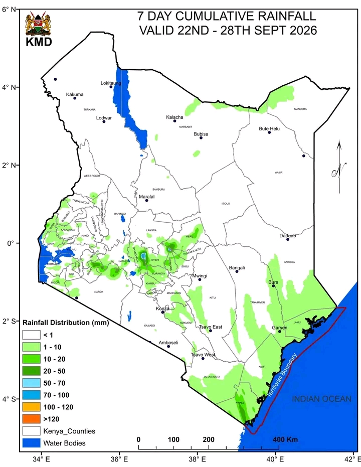 Kenya Weather Alert: Rain, Strong Winds and Rising Temperatures Expected This Week — Here’s What to Expect