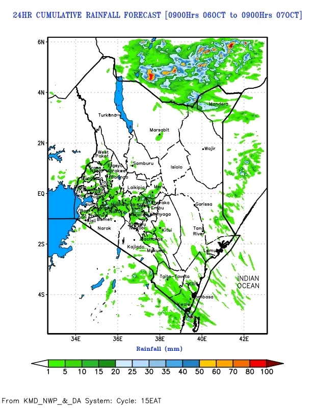 Kenya Met Sounds Rain Alert: Several Counties Set for Showers and Thunderstorms as October Rains Intensify