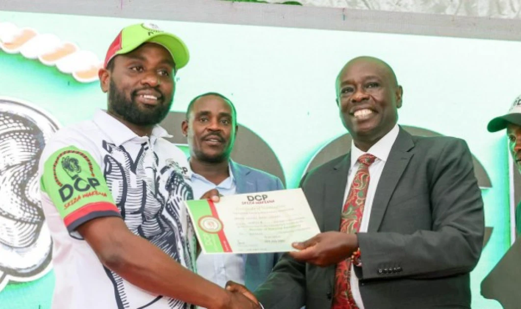 IEBC declares DCP's Sammy Waweru the winner of the Ol Kalou by-election with 35,440 votes, while UDA's Samuel Muchina finishes second with 5,450 votes